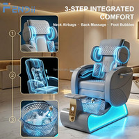 Mobilier de salon de manucure, système de bain de pieds de luxe, fauteuil de pédicure électrique inclinable avec bassin en verre cristal