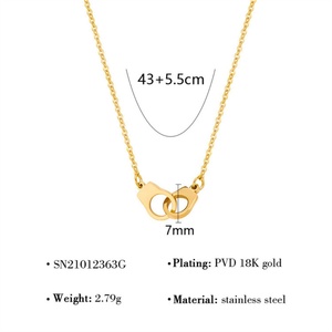 Fine Elegant Minimalist Jewelry Gold Plated Stainless Steel Custom Geometric Pendant <b>Necklace</b> for Women - Product Image 5