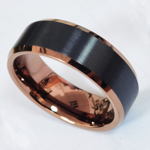 CHENG JEWELERS Gioielli di Lusso per Dita Anello in Carburo di Tungsteno Spazzolato Nero Placcato Color Caffè 8mm per Uomo - Product Image 2
