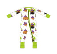 Combinaison de pyjama d'Halloween en bambou pour bébé avec fermeture éclair bidirectionnelle pour un changement facile