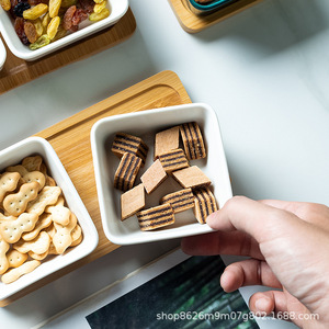 Piatto Divisorio per Dim Sum in Ceramica Quadrato, Porcellana Adatta al Microonde, Moderno e Minimalista, Piatto per Frutta e Snack per Soggiorno e Ristorante - Product Image 4