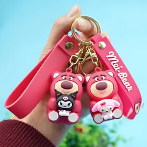 100% Real Factory Manufacturer Custom Wholesale Hot Selling Food Grade PVC Rubber Plastic Key Chain Bear Keychain
