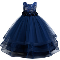 Robe de princesse en tulle rouge bordeaux brodée en 3D pour filles, robe de demoiselle d'honneur pour Noël
