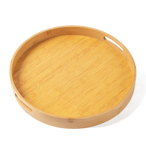 Plateau de service en bois de bambou de style chinois, rond ou rectangulaire, pour fruits, thé, usage hôtelier, couleur unie - Product Image 5
