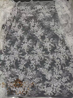DELACE MY Tissu de dentelle de mariée de haute qualité avec broderie florale perlée et paillettes