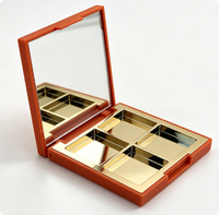 Palette de fards à paupières carrée vide à 4 compartiments avec miroir intégré, en plastique ABS plaqué or, cosmétique portable