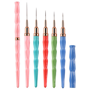 5-gói Macaron móng tay nghệ thuật sơn móc cạnh bàn chải thiết lập xuyên biên giới mới đặc biệt kéo dòng bút với chất liệu nylon Nail Rod nhựa - Product Image 5