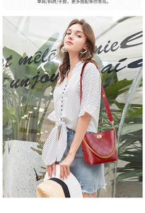 Factory New Leather <b>Handbags</b> Large Capacity Bucket Bag <b>Chain</b> Shoulder Messenger Bag Real Genuine Leather Luxury Bags - Product Image 2