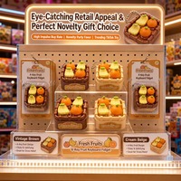 Mainan Fidget Keyboard Buah 4 Tombol, Tombol Pisang Jeruk Menyala, Keycap Clicker, Gantungan Ransel Unik untuk Anak-Anak