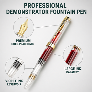 Penna Stilografica Rossa Professionale per Insegnanti, Penna per Correzione Compiti con Pennino Fine, Penna Calligrafica Personalizzabile, Regalo Ricaricabile con Inchiostro Rosso - Product Image 2