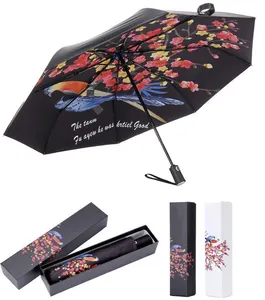 ร่มพับได้อัตโนมัติ Paraguas Parapluie 3พร้อมพิมพ์โลโก้