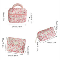 Trousse de Maquillage Rose Mini à Motifs Floraux pour Femme avec Poignée – Sac de Rangement Portable de Voyage pour Cosmétiques et Trousse de Toilette à Main