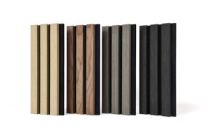 Paneles Acústicos de Madera para Techo y Pared, Color Marrón Nogal, Listones Grandes <span class=keywords><strong>Akupanel</strong></span> 600 Negros, Aislamiento Acústico para Interiores - Product Image 2