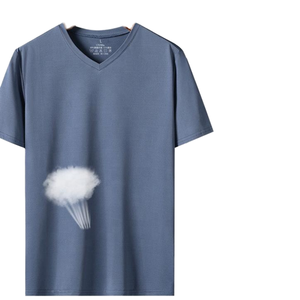 Camiseta de Verano Personalizada para Hombre, Cuello en V, Manga Corta, Tela de Poliéster/Spandex, Secado Rápido y Transpirable, Diseño Liso, Estilo Casual - Product Image 2