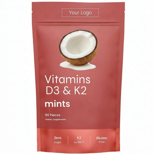Suplemento de Vitamina D3 K2, Tabletas de Menta <span class=keywords><strong>Sin</strong></span> Azúcar Personalizadas, Sabor Coco, 5000 UI, 200 mcg MK-<span class=keywords><strong>7</strong></span>, Mejora el Estado de Ánimo y la Salud Ósea, Menta - Product Image 4