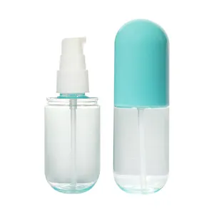 huisdier fles blauwe kleur Suppliers-HUISDIER Plastic Macaron Kleur Pil Capsule Vormige Roze Blauw Cosmetische Spray Pomp Flessen