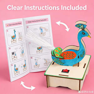 Jouet de puzzle en bois à faire soi-même, très vendu, paon, écran d'ouverture, STEM, éducatif, assemblage <span class=keywords><strong>manuel</strong></span> pour enfants, expérience <span class=keywords><strong>scientifique</strong></span> à vapeur - Product Image 5