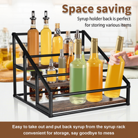 Support de sirop de comptoir en bois en métal rustique 3 niveaux 12 porte-bouteilles étagère de rangement résistante aux rayures pour cuisine Café Bar salle à manger