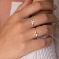 Bijoux de mode pour femmes d'Europe et d'Amérique, bague de couple en or plaqué, design religieux, sertie de zircone CZ, bagues de mariage en forme de croix