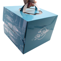 Boîte à gâteau transparente personnalisée en gros de 6, 8, 10, 12 pouces avec fenêtre, boîte d'emballage en papier de luxe pour cupcakes et pâtisseries avec poignée