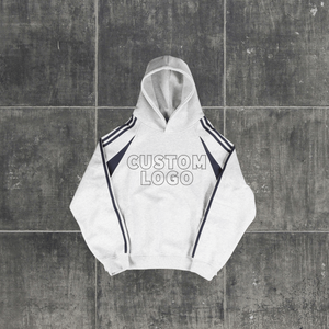 เสื้อฮู้ดแขนลายทางโลโก้สั่งทำพิเศษ ผ้าคอตตอนผสมคุณภาพสูง สไตล์ลำลองสำหรับผู้ชาย - Product Image 1