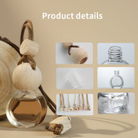 Bouteille diffuseur de parfum pour voiture en verre transparent rond de 8 ml, 10 ml, 15 ml avec bouchon en bois naturel, design portable à suspendre, parfaite