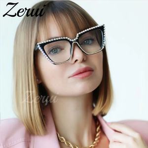 Montature per <span class=keywords><strong>Occhiali</strong></span> con Lenti Trasparenti Effetto Occhio <span class=keywords><strong>di</strong></span> <span class=keywords><strong>Gatto</strong></span>, <span class=keywords><strong>Occhiali</strong></span> Anti Luce Blu alla Moda con Strass - Product Image 3