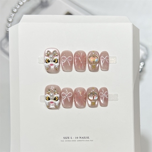 <span class=keywords><strong>Uñas</strong></span> Postizas Acrílicas <span class=keywords><strong>Elegantes</strong></span> Rojas con Diseño de Ojo de Gato, Hechas a Mano, de Alta Calidad, Venta al Por Mayor - Product Image 2