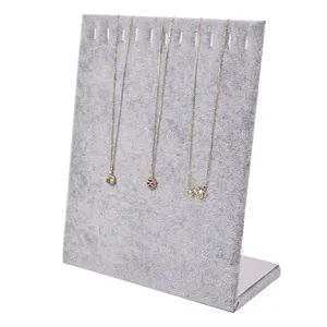 High Quality Gray Velvet Jewelry Display Stand Hand Make Jewelry Display Board Accessories For Necklace