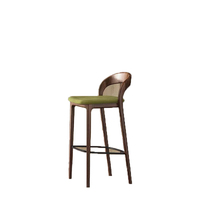 Chaise de bar moderne et légère à dossier de luxe Tabouret de bar moderne et simple en bois massif de noyer pour la maison Chaise haute de réception