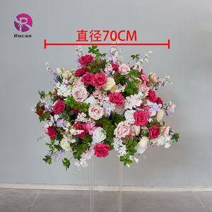Centrotavola Floreale Decorativo per <span class=keywords><strong>Matrimoni</strong></span>, Sfere di Fiori Rosa Acceso, Bianco, Avorio, Verde e Viola - Product Image 3