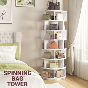 Ou Shumei 7 Tier Rotating <b>Shoe</b> Rack Space Saving Storage Freestanding Multi Story <b>Shoe</b> Organizer With Handbag <b>Display</b> - Product Image 2