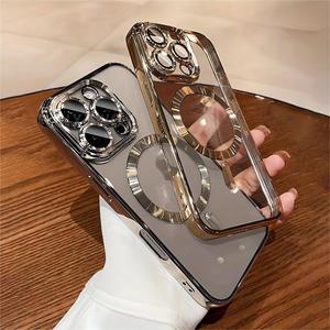 Custodia per Telefono con Cornice in Gomma Morbida Magnetica per <span class=keywords><strong>iPhone</strong></span> 17 Air 12 11 <span class=keywords><strong>13</strong></span> 14 Plus 15 16 <span class=keywords><strong>Pro</strong></span> Max, <span class=keywords><strong>Protezione</strong></span> Lenti, Lussuosa e Antiurto - Product Image 1