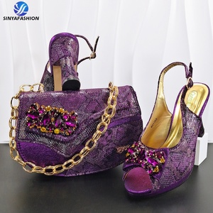 Nuova Collezione Sinya: Set di <span class=keywords><strong>Scarpe</strong></span> con Tacco Alto e Borse <span class=keywords><strong>per</strong></span> Matrimoni Africani, <span class=keywords><strong>Scarpe</strong></span> con Cristalli Italiani <span class=keywords><strong>per</strong></span> Spose alla Moda - Product Image 5