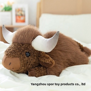 Peluche de simulation de vache couchée, petit bison en coton PP, ornements décoratifs, pour la Journée des enfants et l'anniversaire d'un garçon - Product Image 3