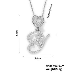 Nouveau collier à chaîne en cuivre incrusté de zircon de style européen et américain avec lettres anglaises, tendance, polyvalent, cadeau unisexe - Product Image 6