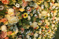Mur de fleurs artificielles de mariage 5D, mur de fond de photo de célébrité Internet jaune