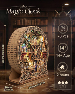 Reloj de Escritorio Mágico 3D de Madera con Luces LED, Hecho a Mano, con Escena de Hadas, Decoración para el Hogar, Manualidades, Regalo - Product Image 6