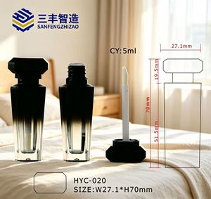 Black Gradient Acrylic <b>Lip</b> <b>Gloss</b> Tube 5ml Screw Cap Frosted Surface Cosmetic Packaging Unique Design Private Label - Product Image 3