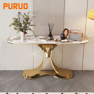 Pieds de table de <span class=keywords><strong>console</strong></span> rectangulaires en acier inoxydable argenté et doré, style moderne et luxueux, pour entrée, hall, salon - Product Image 3