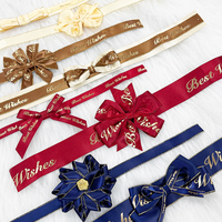 Ruban en satin personnalisé, fabriqué en usine, pré-noué, élastique, pour mariage, Saint-Valentin, Noël, emballage de boîte cadeau, luxe, mode