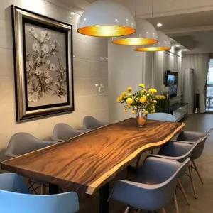 2020 नवीनतम शैली घर खाने की लकड़ी स्लैब देहाती लकड़ी स्लैब के लिए अखरोट रेस्तरां लकड़ी की मेज