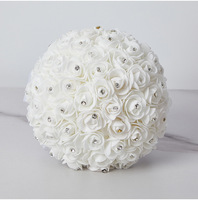 Bouquet de Roses Artificielles pour Mariée et Demoiselle d'Honneur, Bouquet de Mariage Fait Main en Soie, Fleurs à Tenir par la Mariée