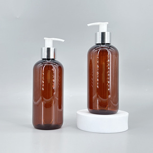 Fournisseur de l'usine de bouteille ronde boston ambrée vide de 360ml 480ml en plastique PET bouteille de lotion vaporisateur à pompe pour emballage cosmétique - Product Image 6