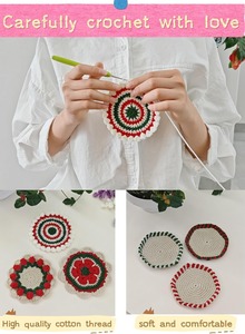Handmade Crocheted Wood Coasters Non-Toxic Classic Style Protect Desktop Home Decoration - Product Image 3