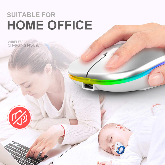 Portable Slim BT Rechargeable Wireless Mouse LED RGB Backlight Ergonomic Optical USB 4D Wireless Mouse for Laptop and Office Use