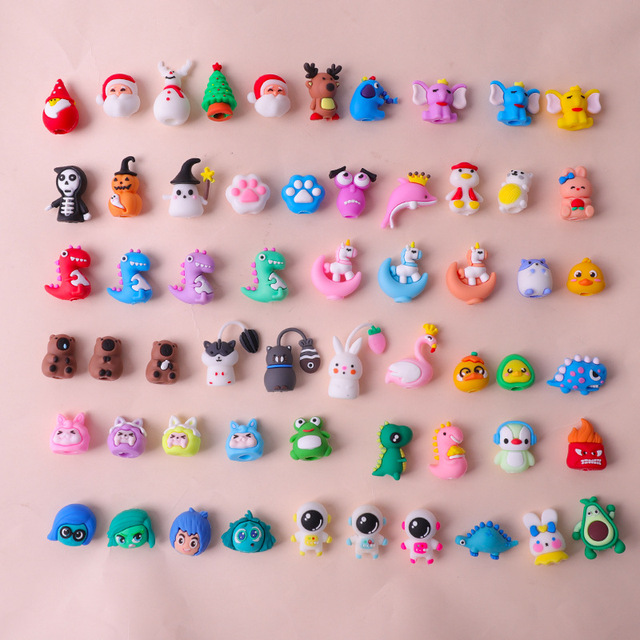 Cartoon Baby Pen Cap Soft Rubber Ballpoint Handwriting Cute Doll Design Bulk Pack Accessories