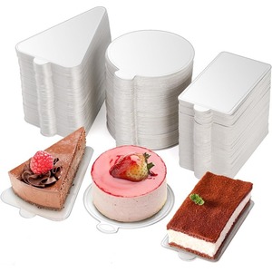 Small Silver Card Cake Base Food Grade Paper Mats Disposable Rectangle 100 Pieces For Pastries Mousse Cake Display - Product Image 1