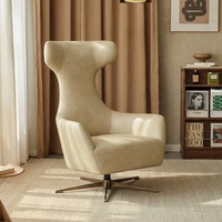 [En Stock] Fauteuil Pivotant Minimaliste Moderne en PU Style Crème avec Dossier pour Salon, Chambre et Maison – Nouvelle Arrivée 2026