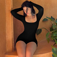 Combinaison de yoga sportive pour femme, nouvelle collection automne, manches longues, col carré, dos nu, taille haute, anti-odeur, respirante